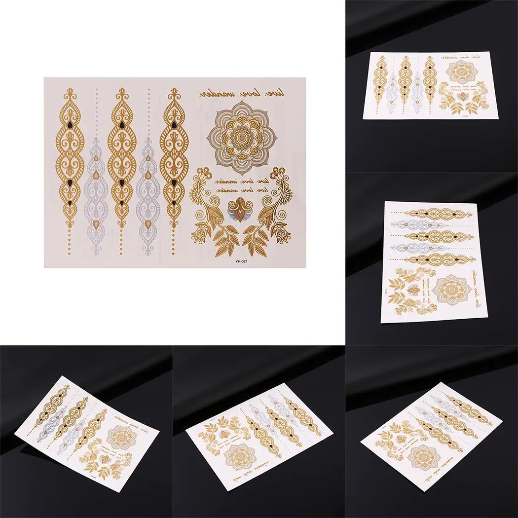 1 шт. Летний стиль мужской женский боди арт золотая металлическая татуировка