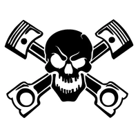 piston skull sticker vinyl decal car window cross bones jolly pirate race racing motorcycle exterior accessories jdm