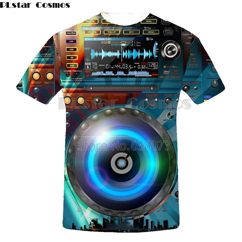 Dj контроллер 3D мужские футболки с принтом для рок-н-Dj диско плеер DJ футболка