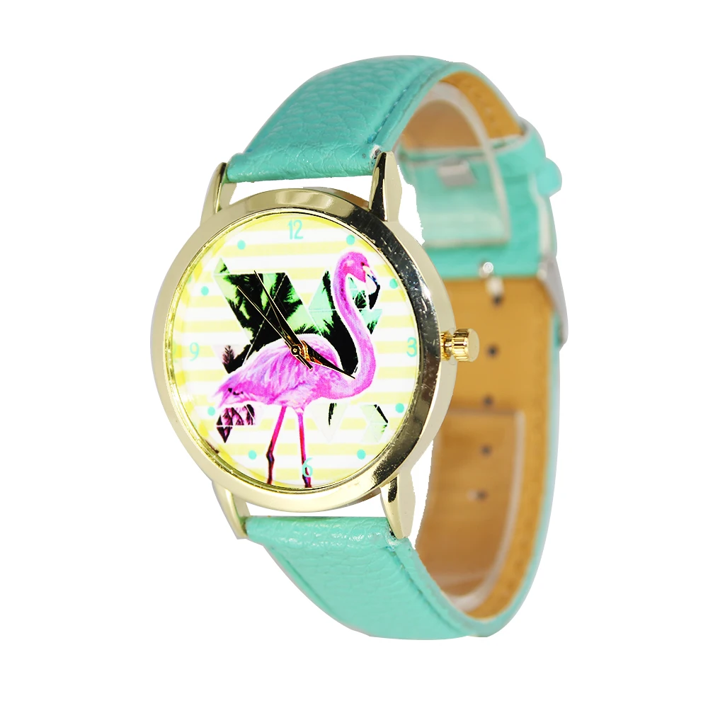 Women's watches pink ostrich watch student digital hour Digital leather strap ladies quartz Stainless steel dial | Наручные часы
