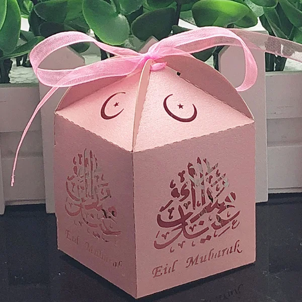 10 шт. Eid Mubarak Подарочная коробка конфет коробка украшения для Рамадана DIY бумажные подарочные коробки счастливый исламский аль-Фитр Eid вечерние поставки - Цвет: Pink