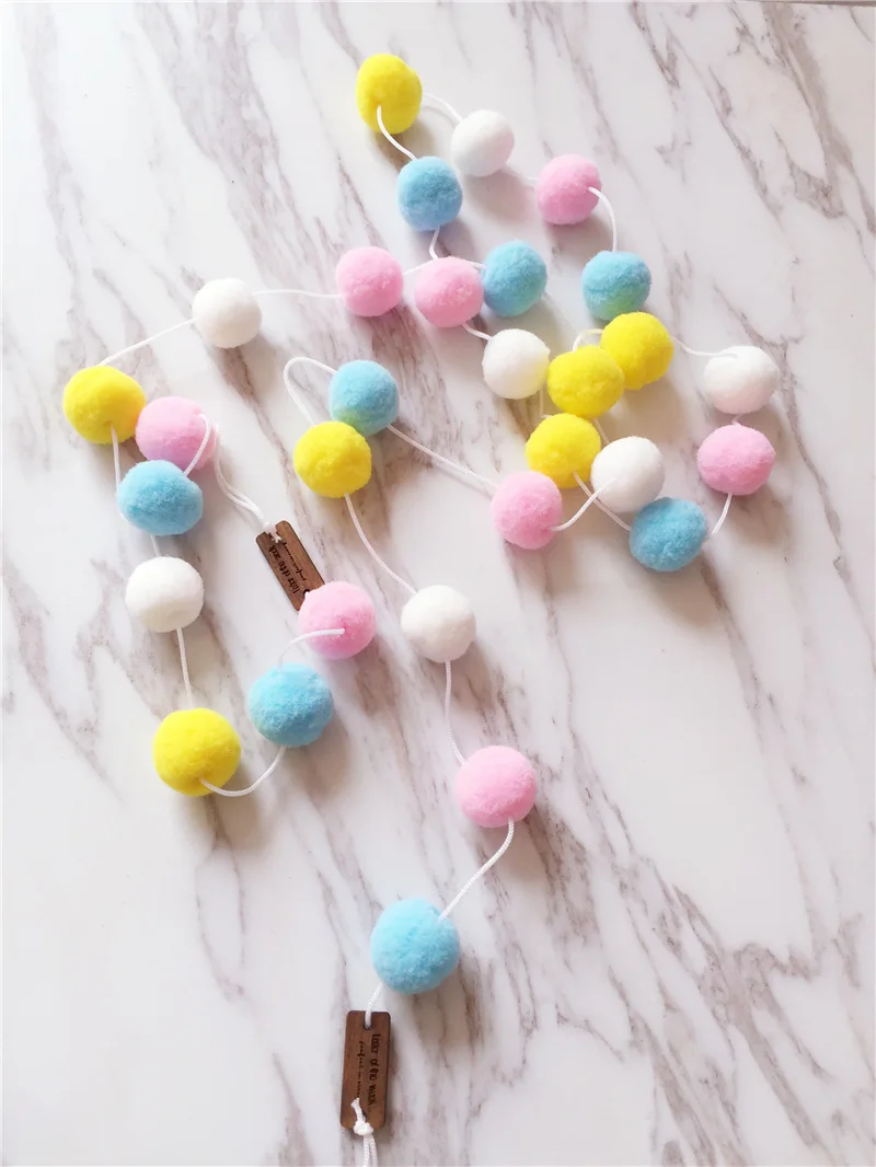 Pink Blue Yellow Whi 2,0 м DIY украшение детской комнаты Макарон цвет волос декор из воздушных шаров баннер бамперы для постельных принадлежностей дети украшение для комнаты девочки дети партии флаги - Цвет: Pink Blue Yellow Whi