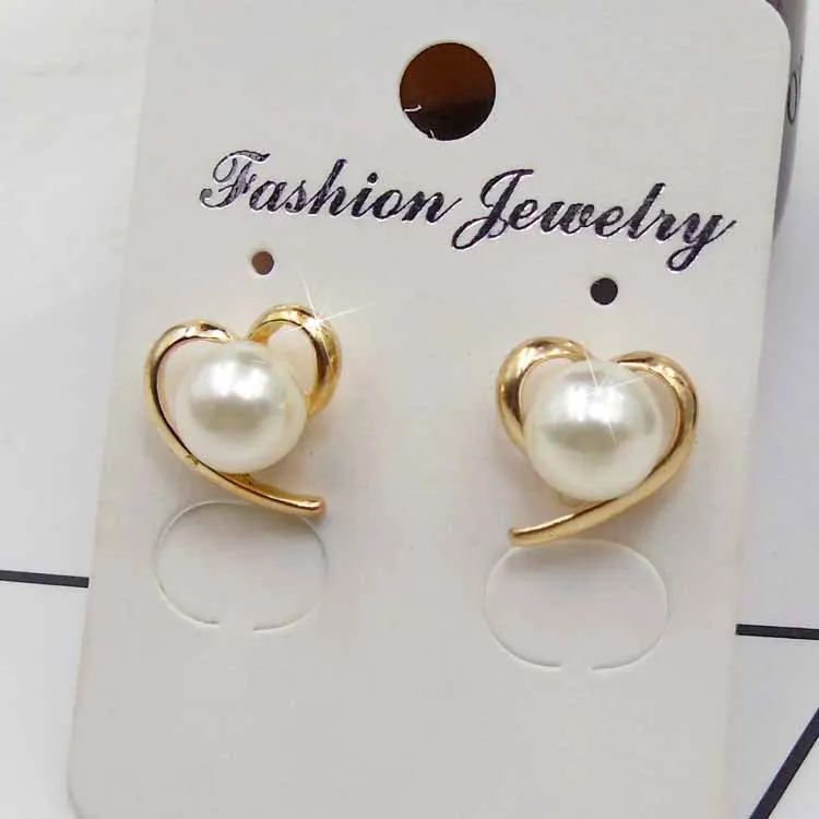 2019 New Arrival Gold Color Love Heart Stud Earring For Women Korean Style Pearl Earrings Fashion Party Wedding Jewelry Gift | Украшения и