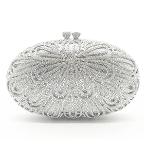 Silver Золотые/серебряные/белые золотые хрустальные металлические клатчи роскошные со стразами для невесты Вечерние Клатчи женские сумки-клатчи Свадебные Стразы - Цвет: Silver