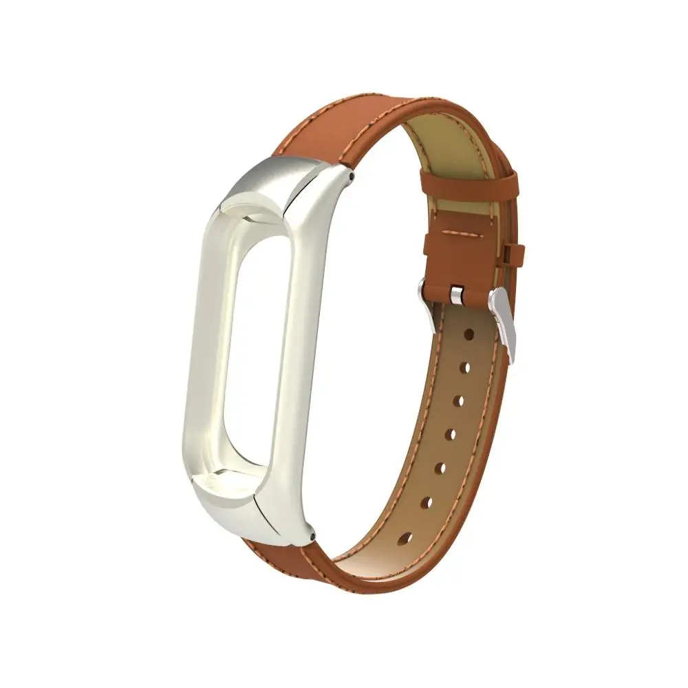 Коричневый Для xiaomi Band 3 браслет mi Band 3 спортивный ремешок часы из натуральной кожи для xiaomi mi band 3 аксессуары ремешок браслет mi Band 3 - Цвет: Коричневый