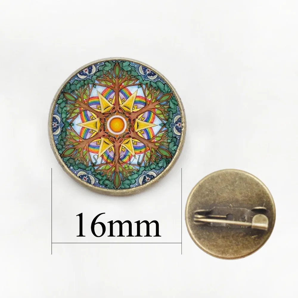 Винтажное ожерелье из дерева круглые стеклянные подвески с узором мандалы