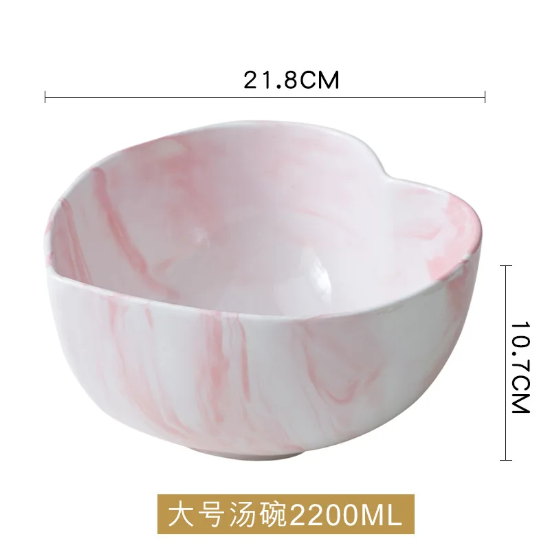 Soup Bowl XL Мраморная тарелка в форме сердца, миска, ложка, набор, еда, рисовый суп, Ramen, миска для лапши, ювелирное изделие, тарелка, керамическая посуда, Сервиз - Цвет: Soup Bowl XL