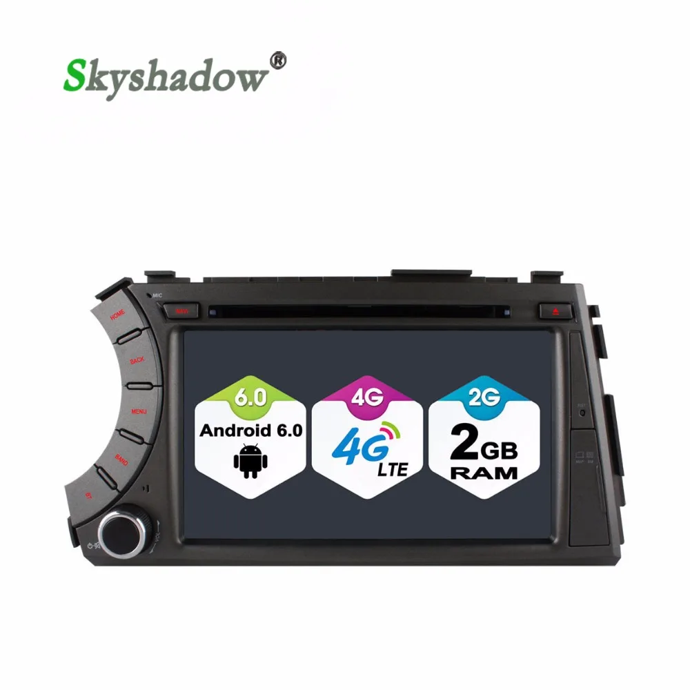 SKYSHADOW Quad Core Android 6.0 dvd плеер Автомобиля Для SsangYong Kyron Actyon 2005 2006 2012 2013 Bluetooth Радио 2 Г RAM