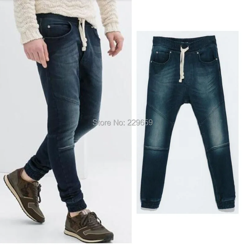 mens elastic ankle jeans denim joggers 