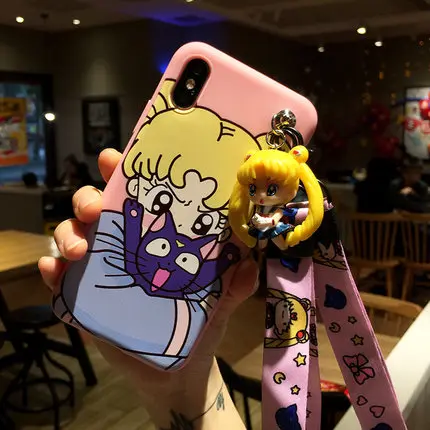 Для huawei P30/P30pro милый 3D Сейлор Мун чехол для телефона для huawei nova 4 4e nova 4 lite/Psmart мультяшная девушка задняя крышка ремешок - Цвет: As shown in