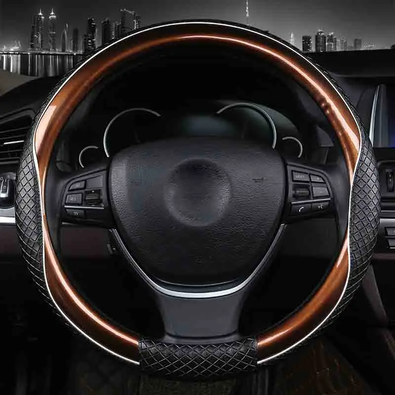 

3D Sport Car Steering Wheel Covers Micro Fiber Leather Two-Tone Steering Wheel Case Auto Interior Accessories Black Blue