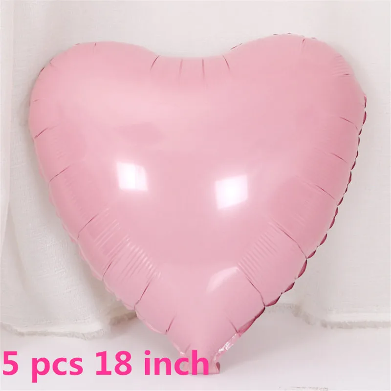 5pcs 18inch golden silver Heart Balloons confetti balloons 18inch foil stars balloons Metallic Wedding Birthday Party Decor - Цвет: Розовый