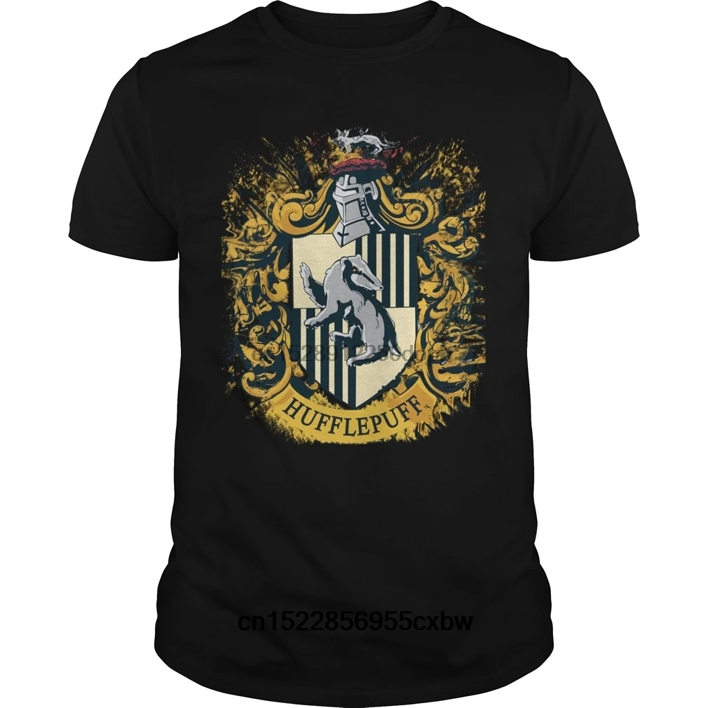 Забавная Мужская футболка женская Новинка Hufflepuff Splatter Crest классная