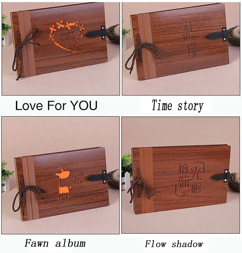 Деревянный альбом, фотоальбом DIY, подарок для влюбленных на день рождения, свадебные фотографии для детей, скрапбук, бумажные изделия, фотоальбом