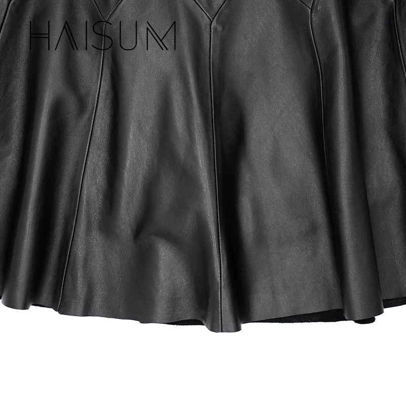 Женская Кожаная Юбка До Колена Haisum повседневная плиссированная юбка из