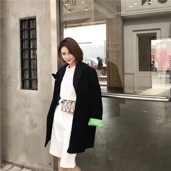 Большие блейзеры с вырезами на одной пуговице однотонные длинные карманы