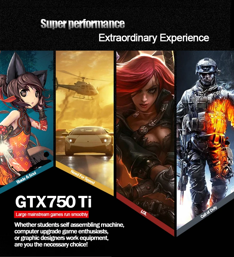 Видеокарта Veineda GPU GTX750Ti 2G 5400 МГц GDDR5 видеокарты InstantKill R7 350, HD6850 для nVIDIA Geforce
