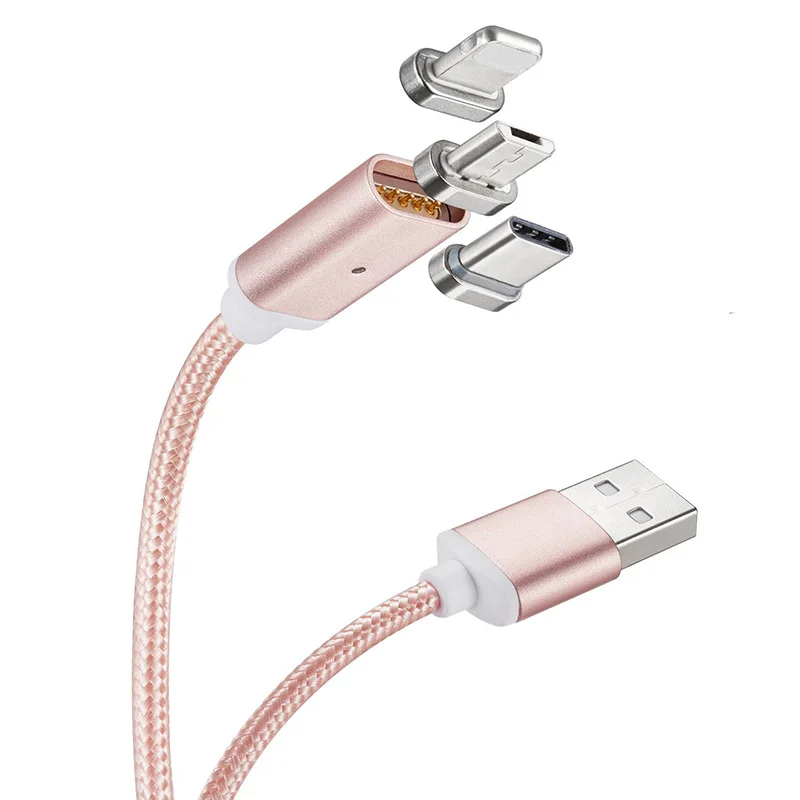 Нейлоновый плетеный 3 в 1 USB кабель для зарядки Магнитный адаптер Micro Type C зарядное