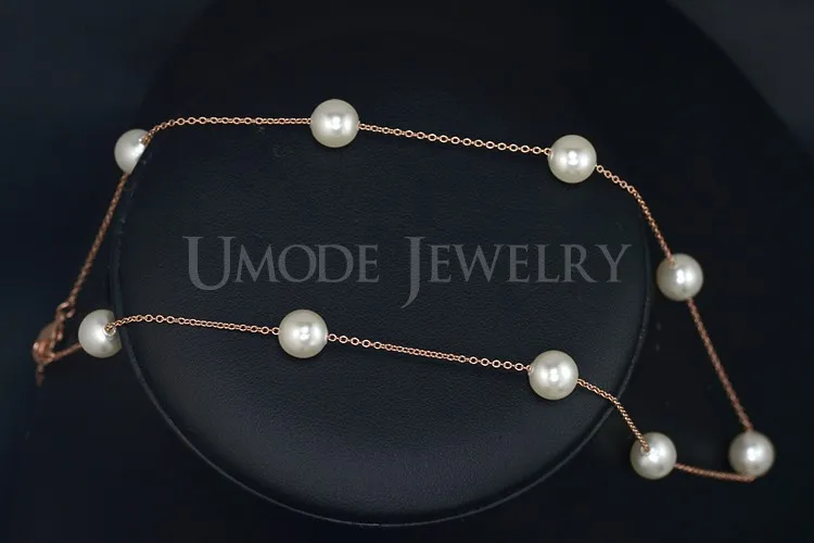 UMODE Женское ожерелье с жемчужными бусинами и розовой позолотой JN0133
