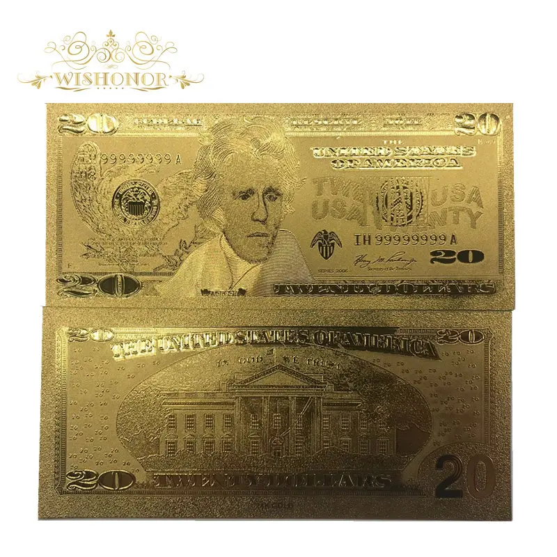 20 10 шт./лот, США, золотые банкноты, 1 миллион долларов, банкноты в 24 К золотой бумаге, деньги для сбора и бизнес-подарка - Цвет: 20