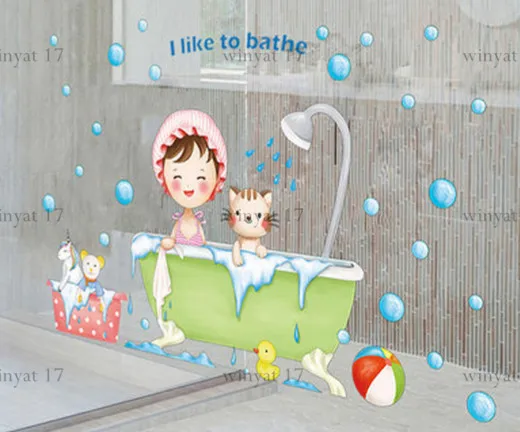 Я люблю Купание ванную туалет водонепроницаемые наклейки декоративные обои для