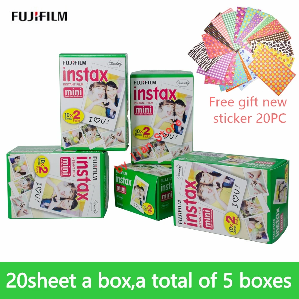Fujifilm Instax Mini 8 белая 3 дюймовая пленка 100 листов + Бесплатные наклейки для камеры FUJI