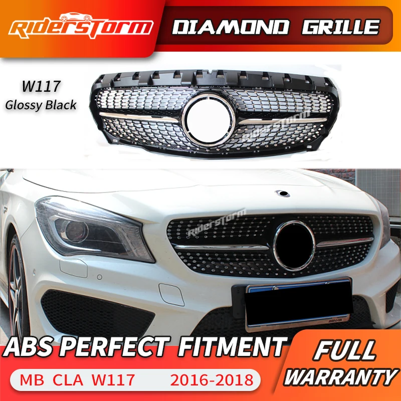 For CLA class W117 Diamond Grill Front Grille for CLA180 CLA200 CLA220 CLA250 Car grille front bumper lip 2016 2018|Гоночные решетки|