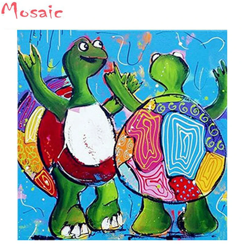 

cartoon sea turtle 5D DIY diamond painting full square/round cross stitch mosaic sewing thread decoration children's drawing gif