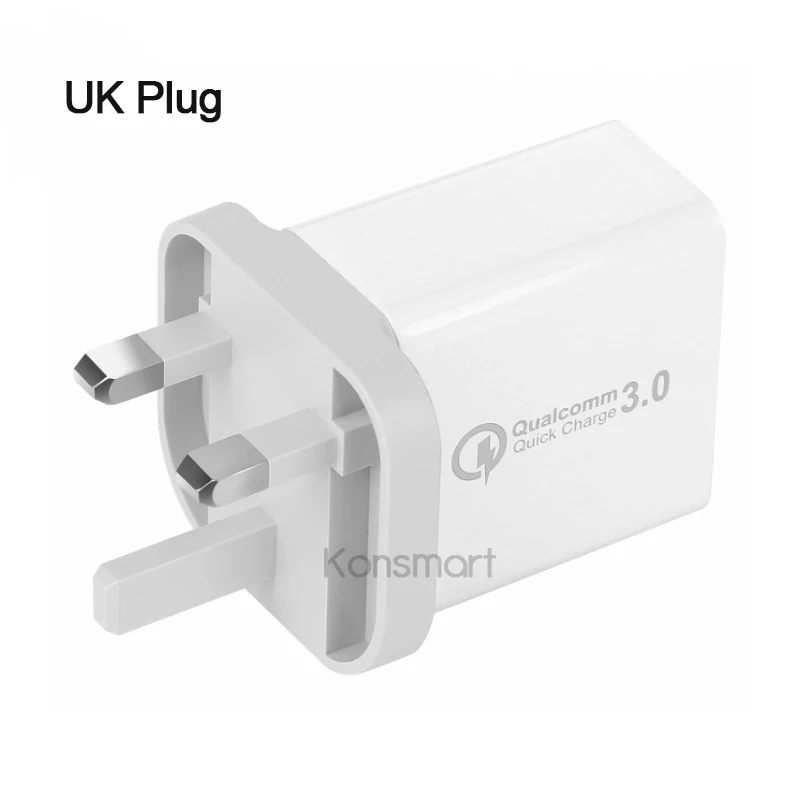 KONSMART Quick Charge 3,0 USB адаптер питания для samsung Xiaomi huawei мобильный телефон Быстрая зарядка евро Зарядка для iPhone iPad - Тип штекера: Великобритания