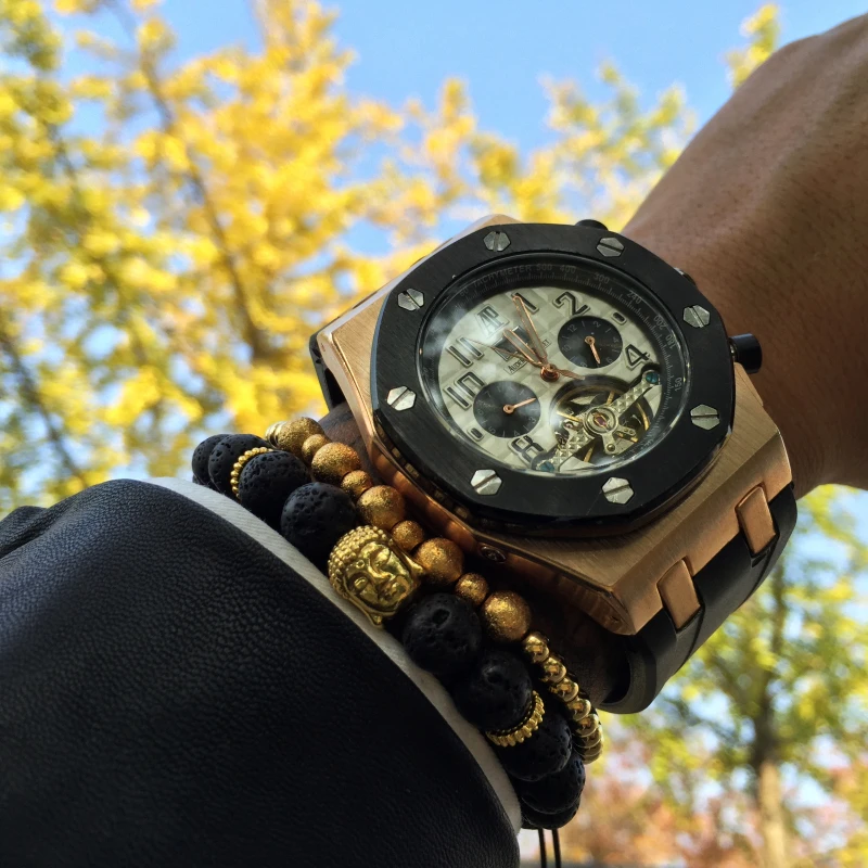 Mcllroy Для мужчин Браслеты золото Титан Сталь шарик и матовая Медь камень Бусины