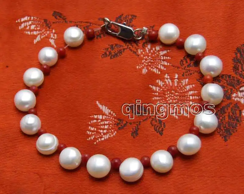 Маленькое 7-8 мм белое плоское круглое боковое отверстие натуральный жемчуг FW и