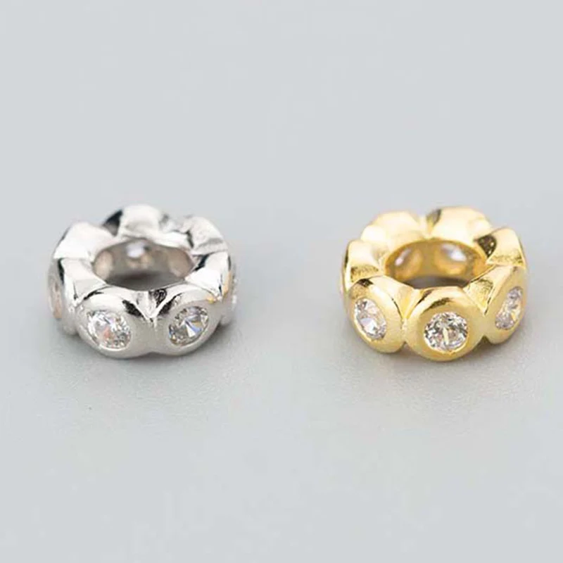 Бусины-разделители из стерлингового серебра 925 пробы с цветком фианита ААА 7 мм