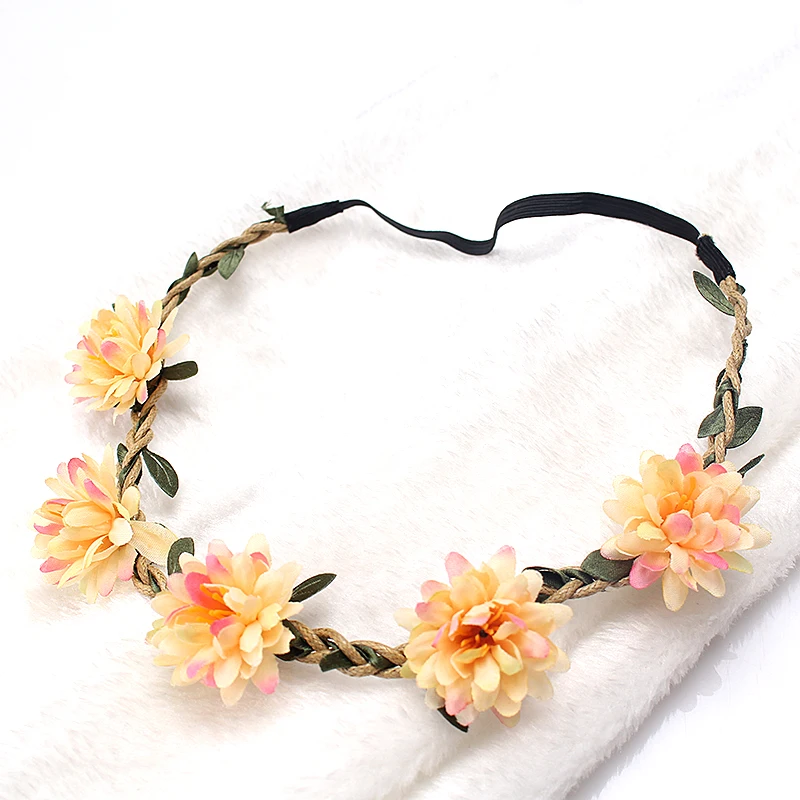 ММИСМ Новая женская ободок с цветами для волос на свадьбу аксессуары для девочек бохемская гирлянда летний пляжный головной убор.