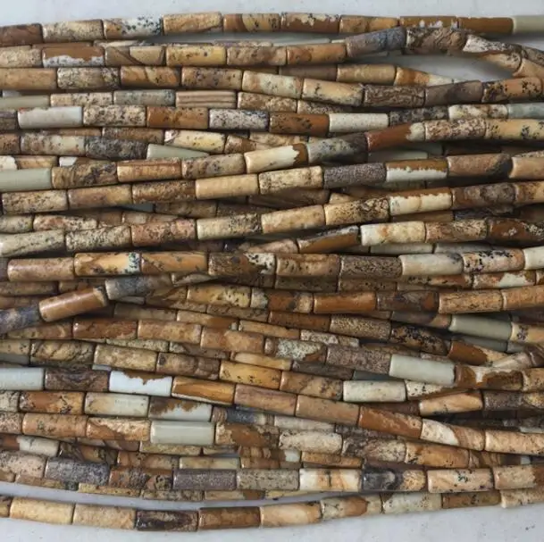 Picture Jasper Бусины из натурального камня 4*13 мм, Европейский бисер, длинные бусины с двумя отверстиями для ожерелья, браслетов, ювелирных изделий, сделай сам, подарок - Цвет: Picture Jasper