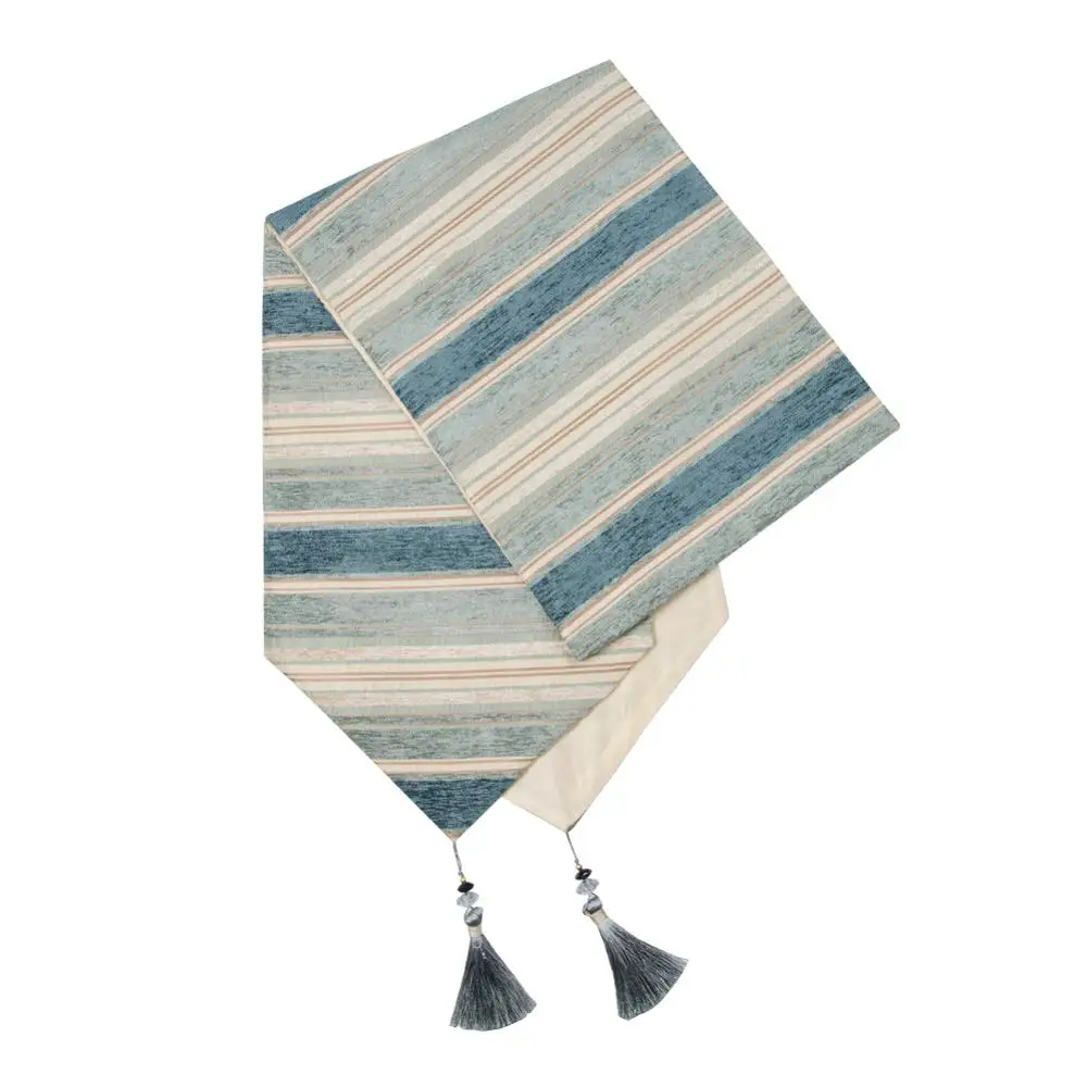 Teal stripe Topfinel, градиентные, современные, волнистые скатерти, ткань, хлопок, с кисточками, украшение для столовой, для свадьбы, ужина, вечерние, коричневого цвета - Цвет: Teal stripe