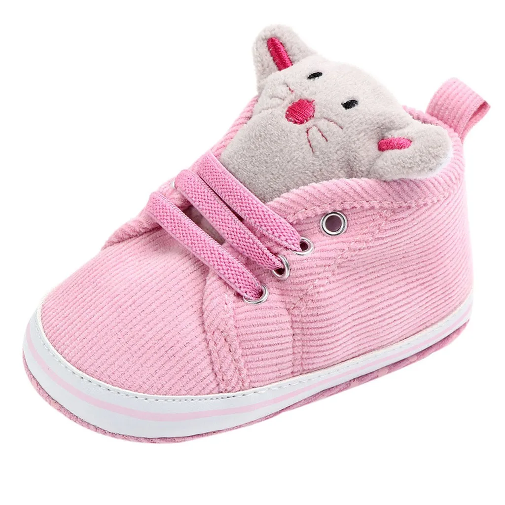 Pink Модная обувь для новорожденных; хлопковая нескользящая Мягкая обувь с рисунком мышки; удобная дышащая резиновая обувь для малышей - Цвет: Pink