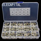 Стеклянные трубчатые предохранители, 5 х20, 15 видов, 150 шт., набор стеклянных трубчатых предохранителей стеклянная трубка в форме автомобиля, 5 х20 в коробке, бытовые предохранители 0,1a-30A