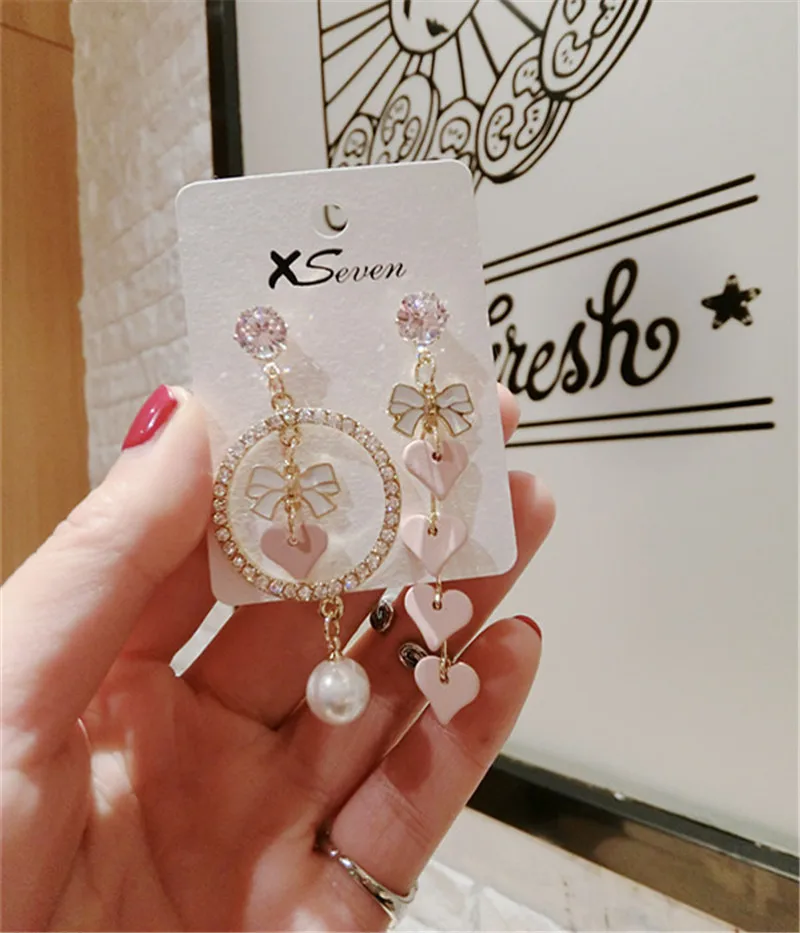 Висячие серьги в Корейском стиле кавайные Длинные розовые женские оптовая