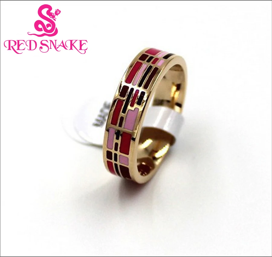 RED SNAKE Promotions Newest Ring Rose Gold-color Ribbon Design Imaginative Boxes Enamel Jewelry Thin 0.6cm Width | Украшения и