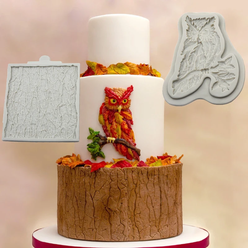 

Owl and Bark Mould Silicone Mold Fondant Cake Decorating Tool Gumpaste Sugarcraft Chocolate Forms Bakeware