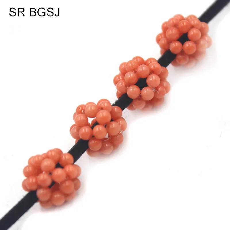 Free Shipping 4pcs 11 12mm Hot Sale Handmade Round 2 3mm Coral Beads Contexture Jewelry Hand knit Ball Beads|Бусины| |