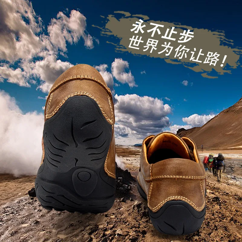 Fashion Comfort Outdoor Mountain Climbing Shoes Top Brand Design Men Genuine Leather Lace Up Sneakers High Quality Oxfords | Обувь