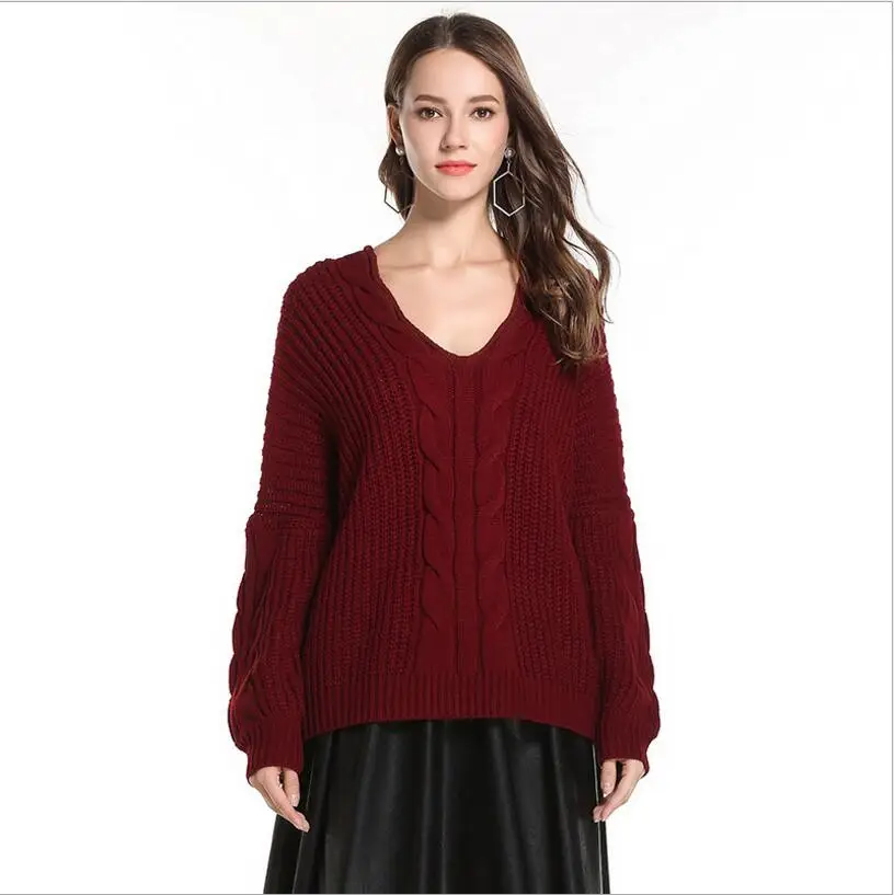 HOUSE OF QUIRKY 2018 Women Bat Sleeve Loose Pullover Winter Sweater Knitted Sweaters Female Soft Warm Wutumn Casual Jumper | Женская