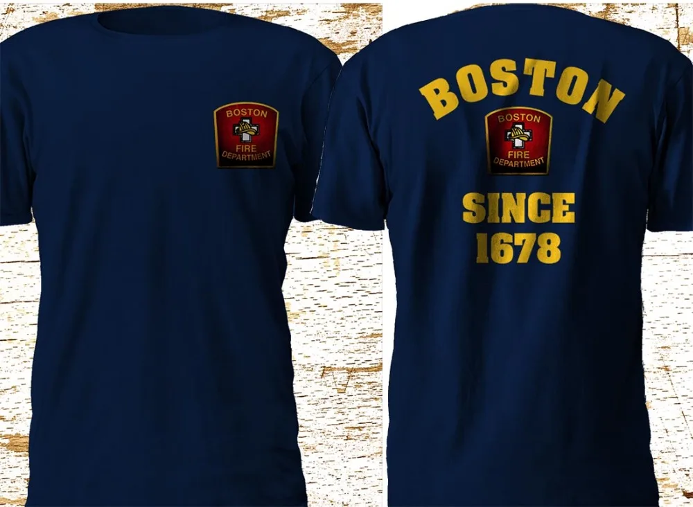 

New Boston City Massachusetts Fire Department Firefighter Navy Newest 2019 Men'S Fashion Summer Short Sleeves Cotton T Shirts