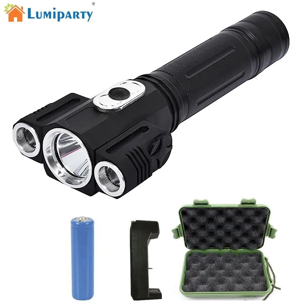 Lumiparty 5000LM t6 + 2Q5 фонарик мощный светодиодный перезаряжаемый Lanterna Flash Light