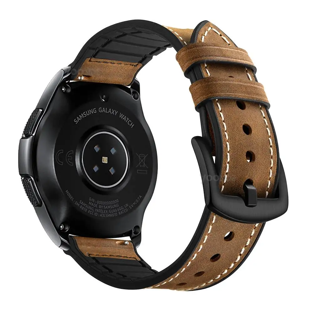 Быстросъемный мягкий силиконовый ремешок из натуральной кожи для часов Garmin Vivoactive 3/Forerunner 645/samsung Galaxy Watch 42 мм