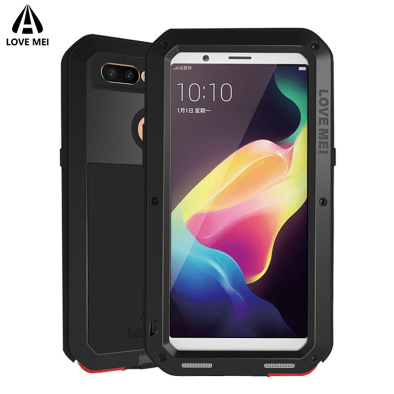 Металлический армированный чехол Love Mei для OPPO R11s мощный алюминиевый ударопрочный