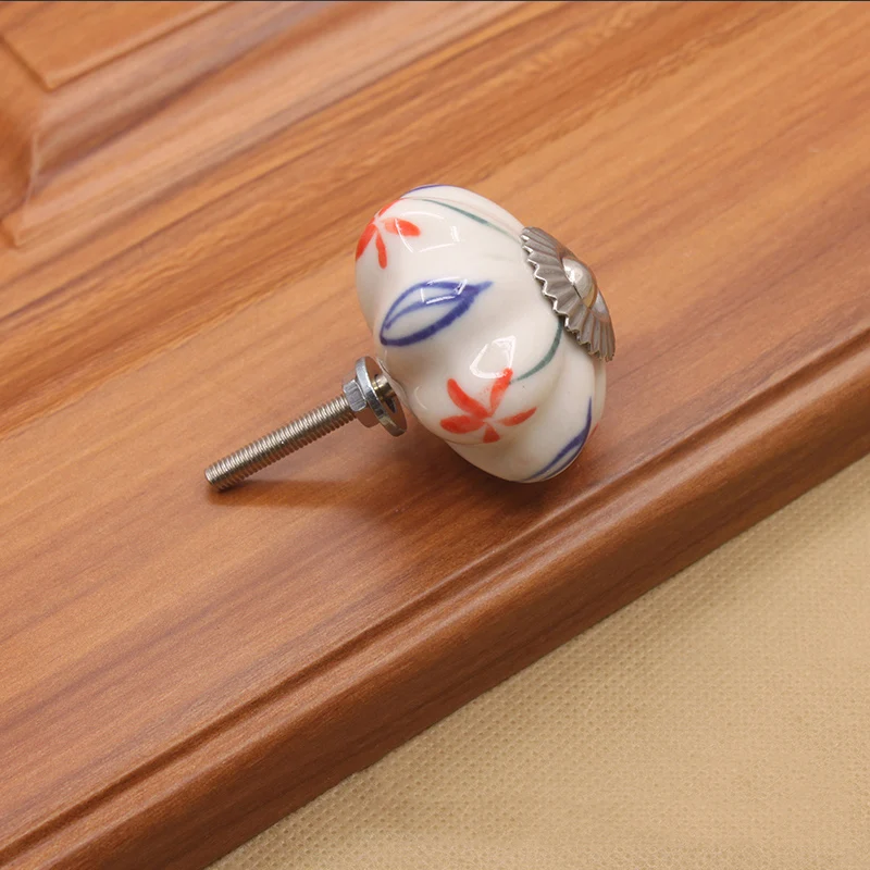 KAK 40mm Hand-painted Ceramic Drawer Knobs Porcelain Rural Cabinet Knob Cupboard Handles Mediterranean Furniture Handle Hardware