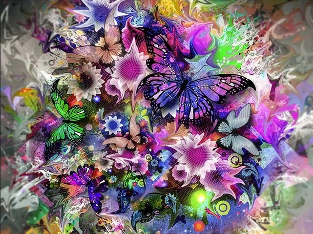 5D Diamond Painting landscapes flower butterfly Round drill Cross stitch Wall Holiday gift | Дом и сад