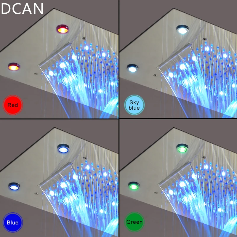 LED Потолочная лейка для душа Водопад для дождя Массажные форсунки Настенные панельные наборы Наборы термостатов